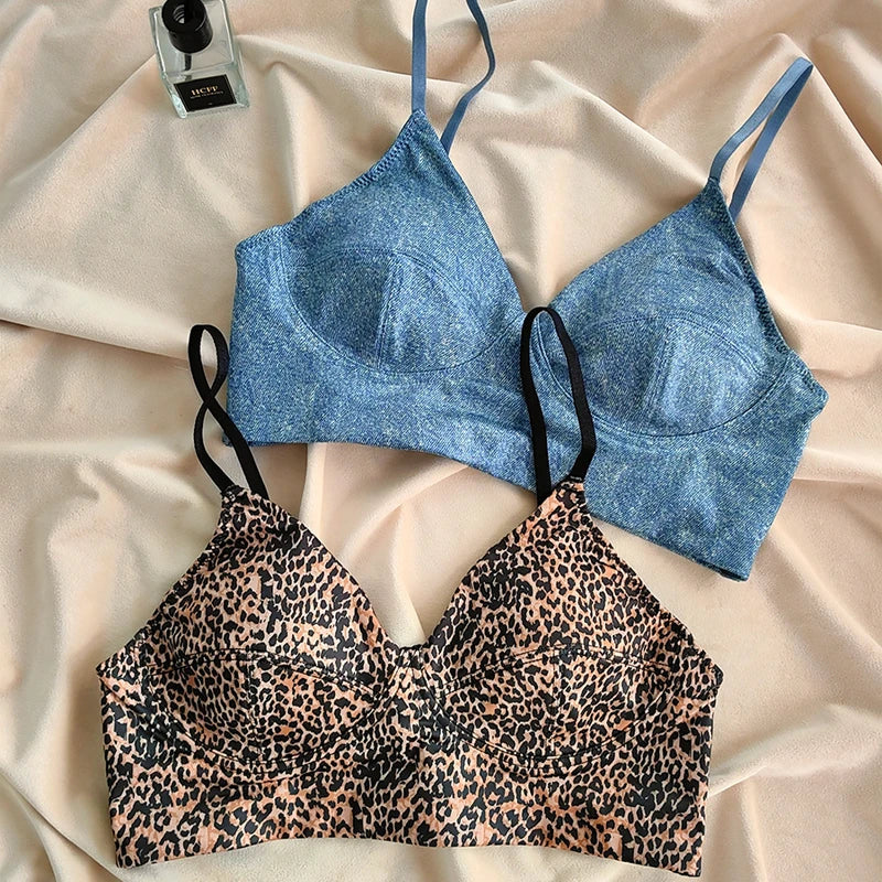 Fashion Women Underwear Cowboy Vest Seamless Simple Bra Deep V Wireless Comfort Brassiere Classic Sling Lingerie Outer Wear