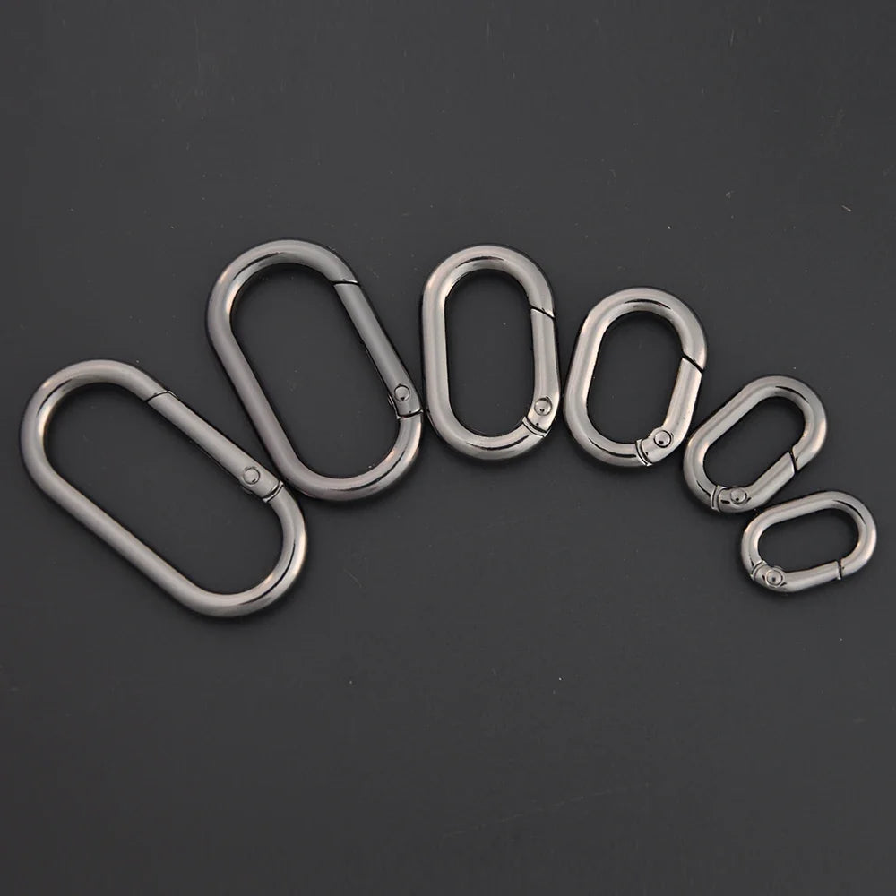 5pcs Metal Oval O Ring Spring Clasp Openable Round Carabiner Keychain Clips Hook Dog Chain DIY Jewelry Buckle