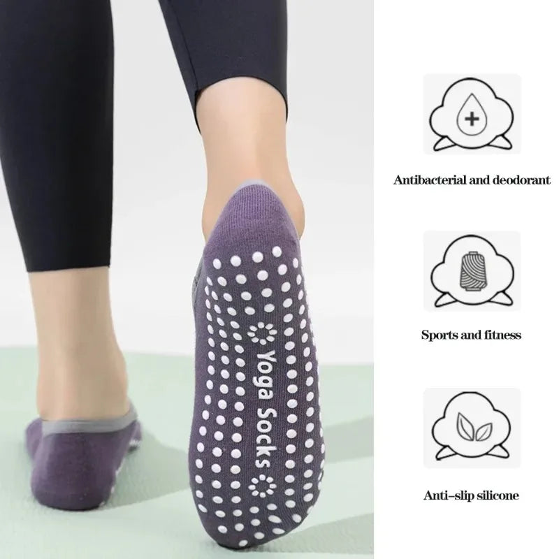 1/ 4Pair Professional Women Yoga Sock Silicone Anti-slip Ballet Pilates Socks Women Backless Breathable Bandage Yoga Sport Socks