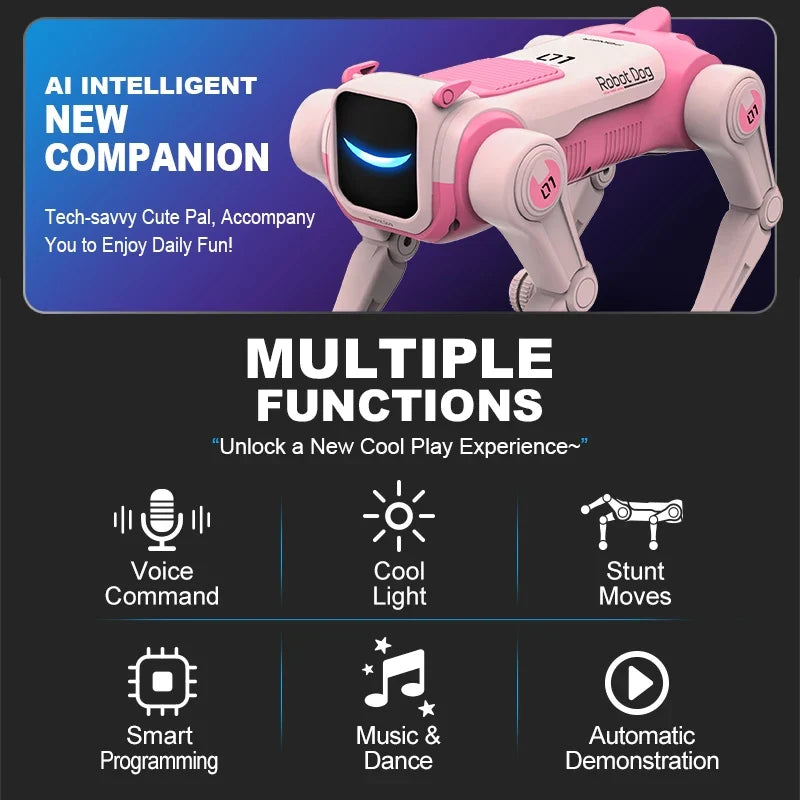 RC Mechanical Dog Intelligent AI RC Robot Dog Voice Command Programmable Singing Dancing Electronic Stunt Bionic Smart Robot Dog