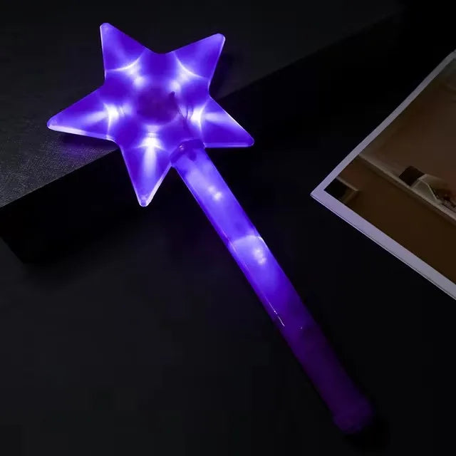 1pc LED Five Pointed Star Flashing Stick Light Up Flashing Wand Colorful Fluorescent Stick Princess Gift Party Birthday Supplies