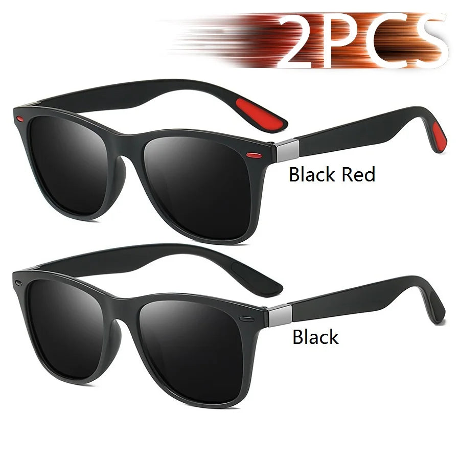 1-2-3PCS Fashion Vintage Square Unisex Driving Fishing Sunglasses Men Women Luxury Brand Designer Sun Glasses Anti-Glare Eyewear