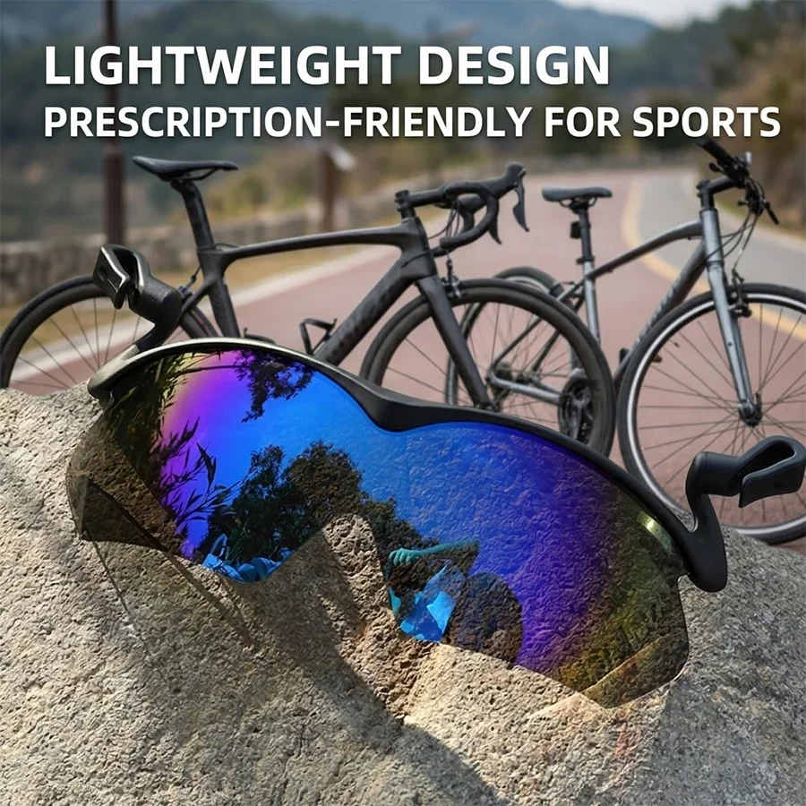 Men Women Blue Red Polarized Cycling Sunglasses Mirrored Len Clipped Edge On Hat Reduce Ear Pressure Protect Eyes Easy To Carry
