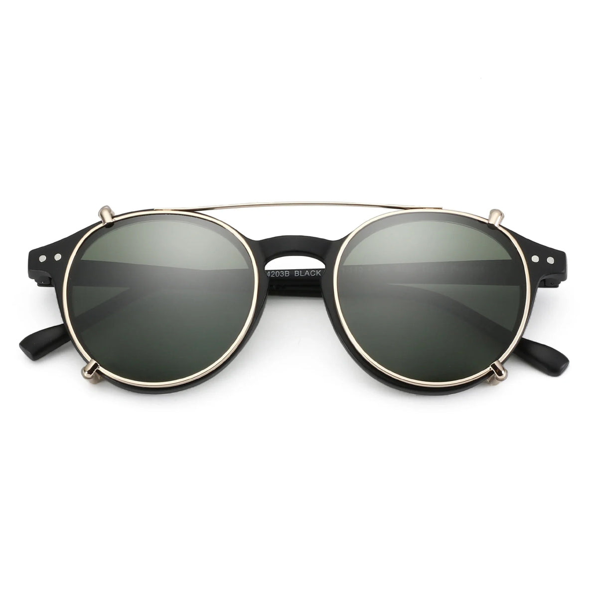 ZENOTTIC-Steampunk Style Clip On Sunglasses for Men Women Anti Blue Light Glasses+Polarized Clip Fashion/Retro Computer Eyewear