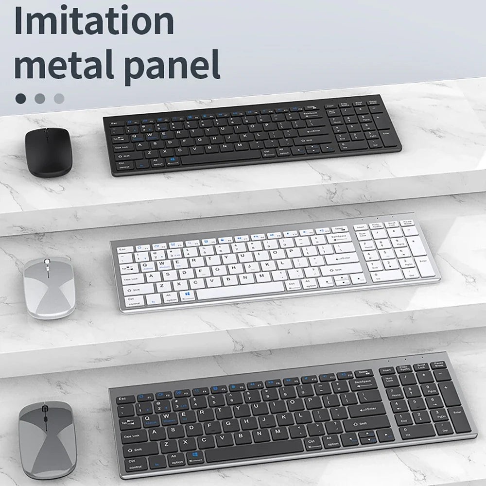 2.4G Wireless & bluetooth Keyboard Mouse Set Rechargeable Ultra-thin Computer Office Gaming Silent Slim Keyboard Mouse for ipad
