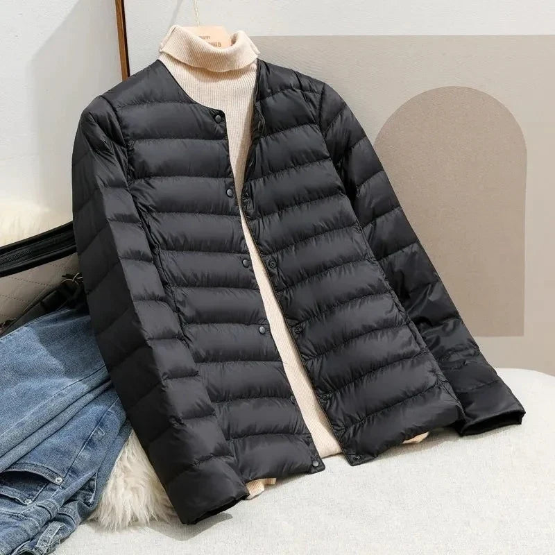 Women White Duck Down Slim Jackets 2025 New Arrivals Autumn Winter Warm Female Fashion Ultra Lightweight Packable Puffer Coats