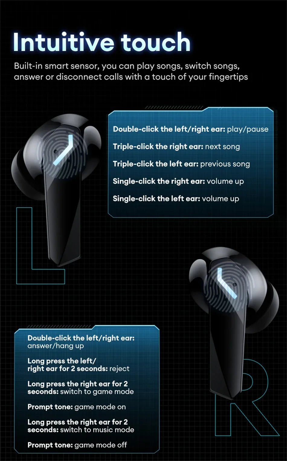 Lenovo XT53 Gaming Headset LED Digital Display Wireless Sport Earbuds HD Call Low Latency Headphones Waterproof GM2 Pro Upgraded