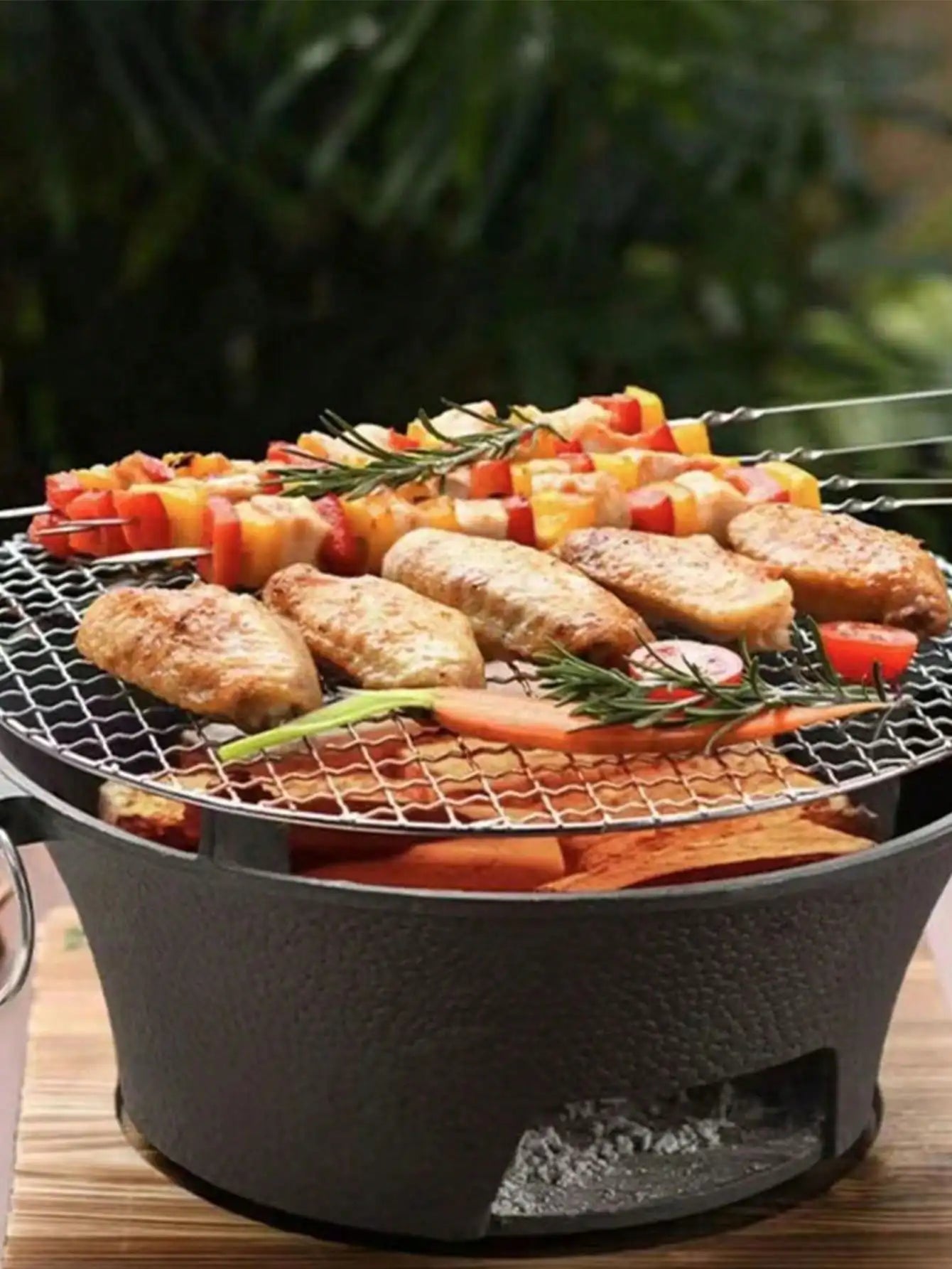 Durable High‑Temperature Resistant Cast Iron Charcoal Burner Complete BBQ Grill Stove Smokeless Portable Heating & Tea Making Stove Vintage Old‑Fashioned Design For Backyard Patio Home Garden Holiday Gift
