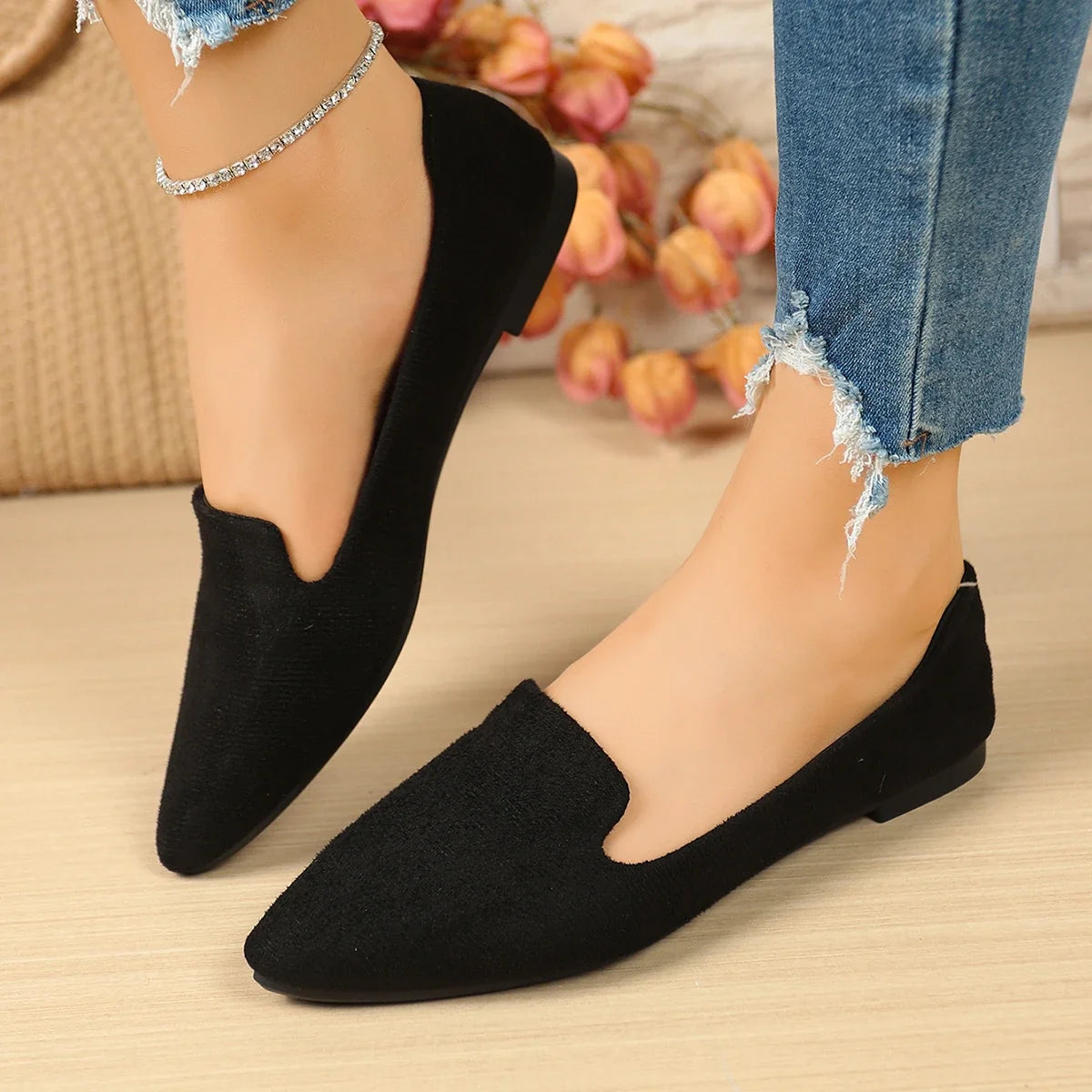 Women Flats Pointed Toe Solid Color Flats for Women Spring/autumn Casual Comfortable Leopard Brown Flat Heel Shoes