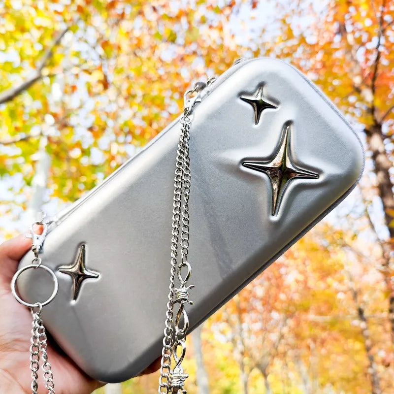 New Portable Carrying Case for Switch 2 Retro Silver Game Console Storage Bag Eva Hard Handbag Travel Bag Gaming Accessories