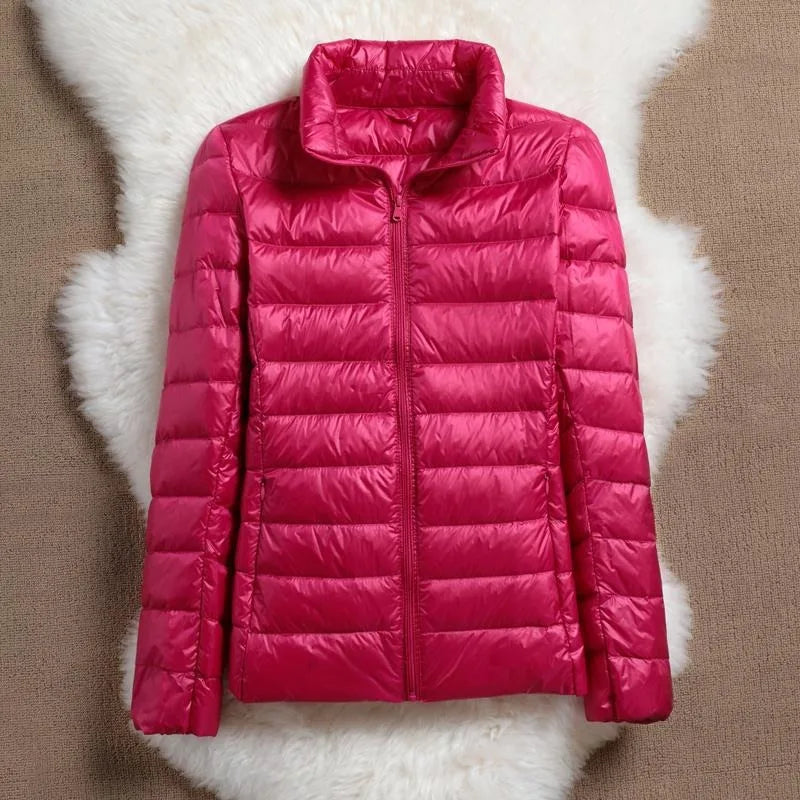 Light Down Coat Women Spring Jacket Fashion Short Ultra Lightweight Packable Puffer Coats Female Down Warm Slim Fit Parkas