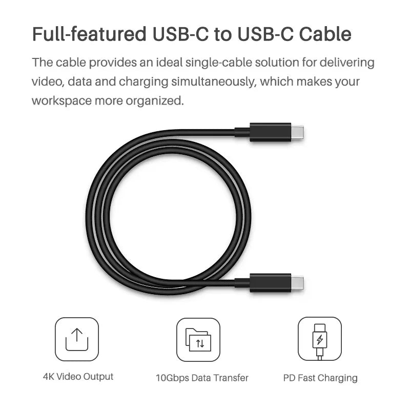 Huion USB-C to USB-C Cable Full Featured Cables USB 3.1 GEN2 PD Fast Charging 10 Gbps Data Transfer Full Featured Type-C Cable