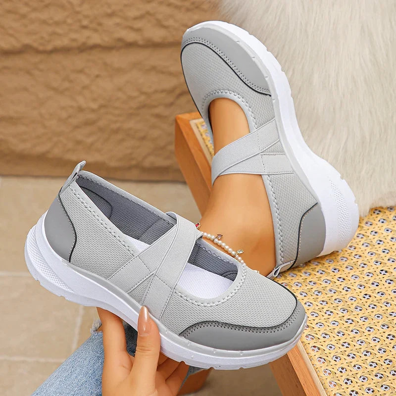 Spring Summer Breathable Flats Women Plus Size 43 Slip On Platform Sneakers Woman Comfortable Soft Non Slip Casual Shoes Female