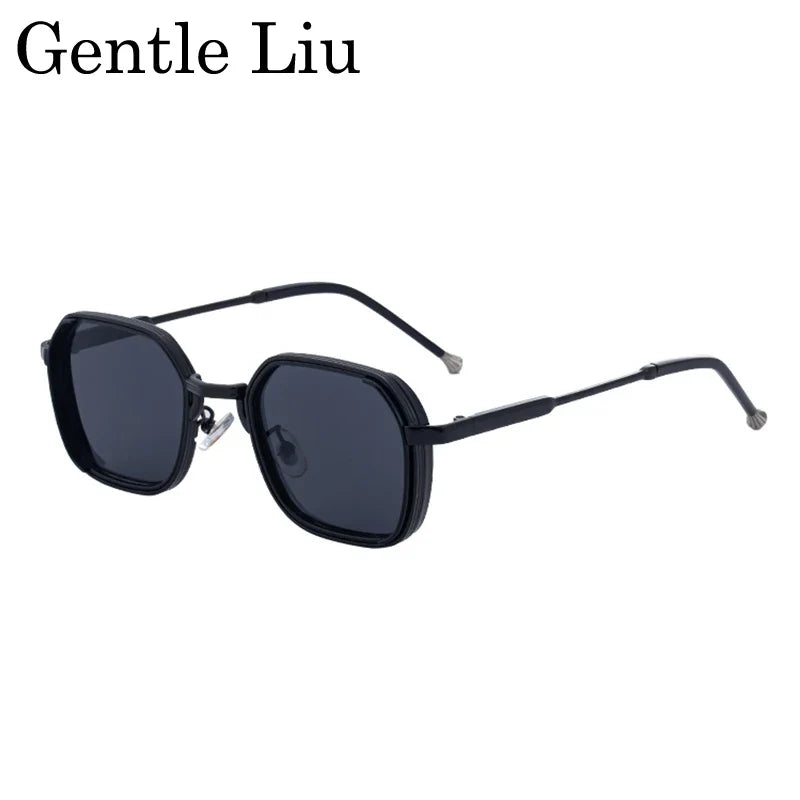 2026 Vintage Steampunk Square Sunglasses Men Polygon Small Metal Frame Sun Glasses Punk Black Eyewear For Male Driving Shades