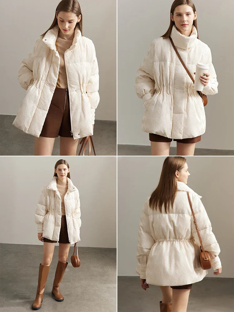 AMII Minimalist Duck Down Puffer Coat Women Winter 2026 Lightweight Stand Collar Lapel Warm Outerwear New Jackets 12344052