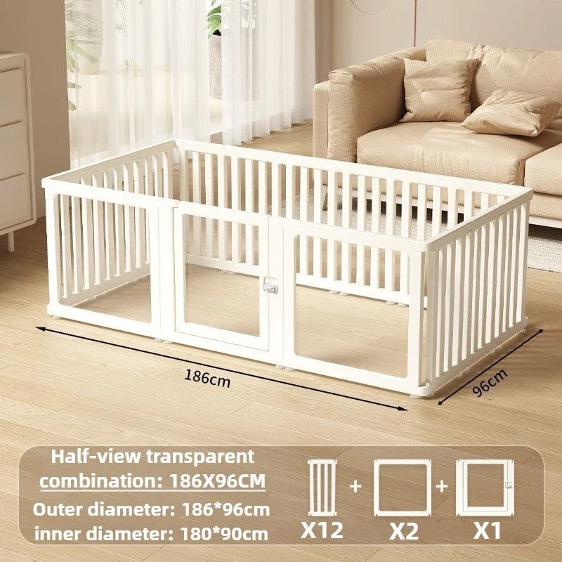 Indoor Playpen Dog Fence Cage with Gate Big Portable Dog Fences Acrylic Transparent Panel Pet Fences Household Puppy Supplies