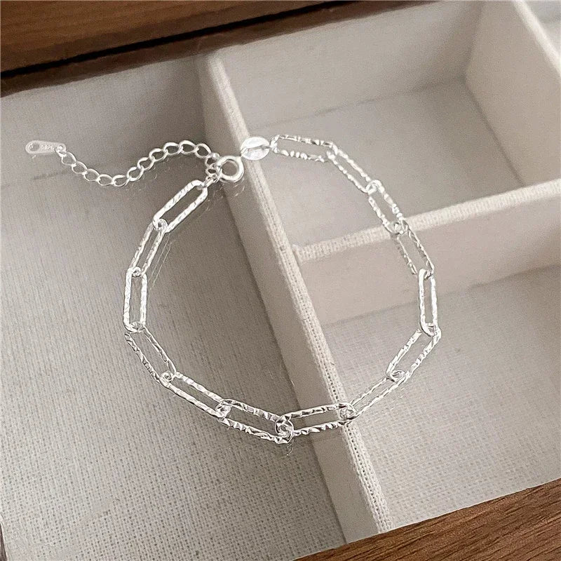 925 Sterling Silver Heart Shaped Necklace Bracelet Set for Women