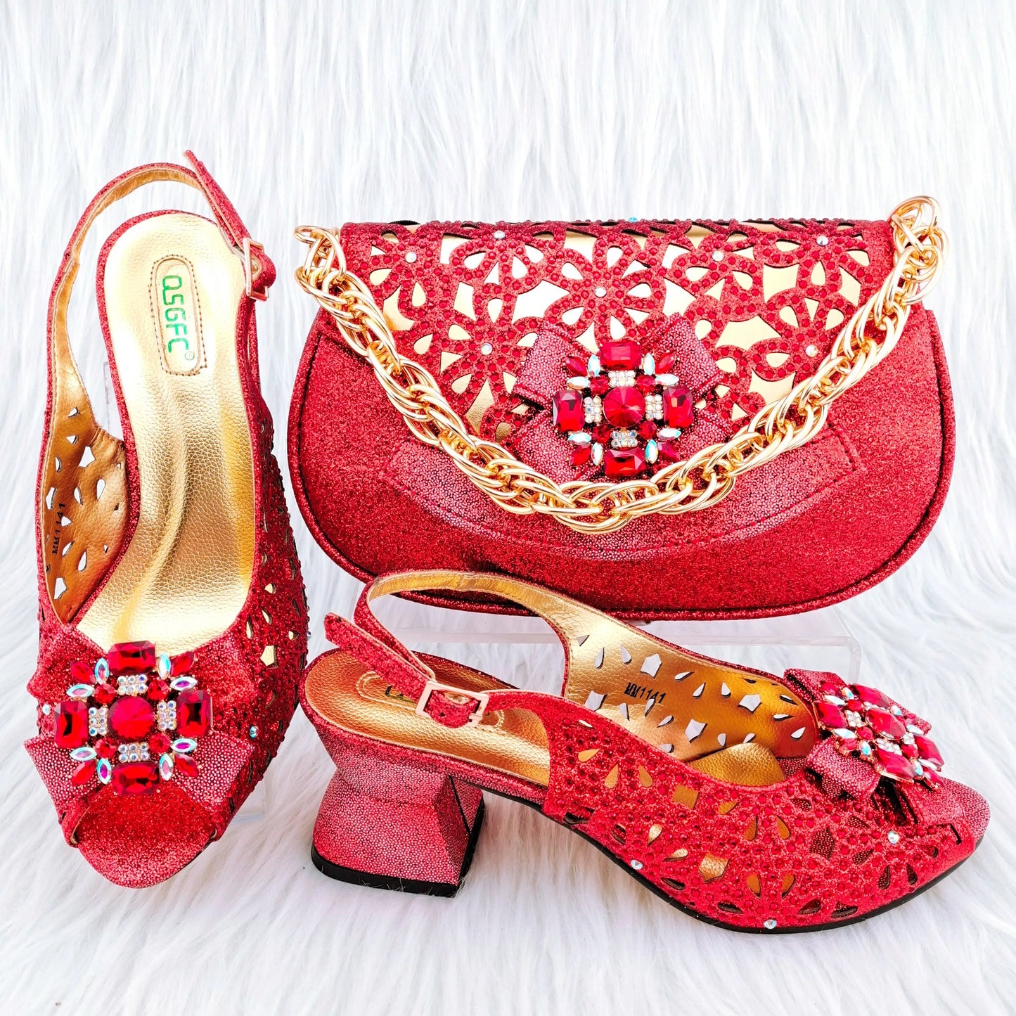Juego de zapatos y bolso de boda africanos de nueva llegada HGY1-46