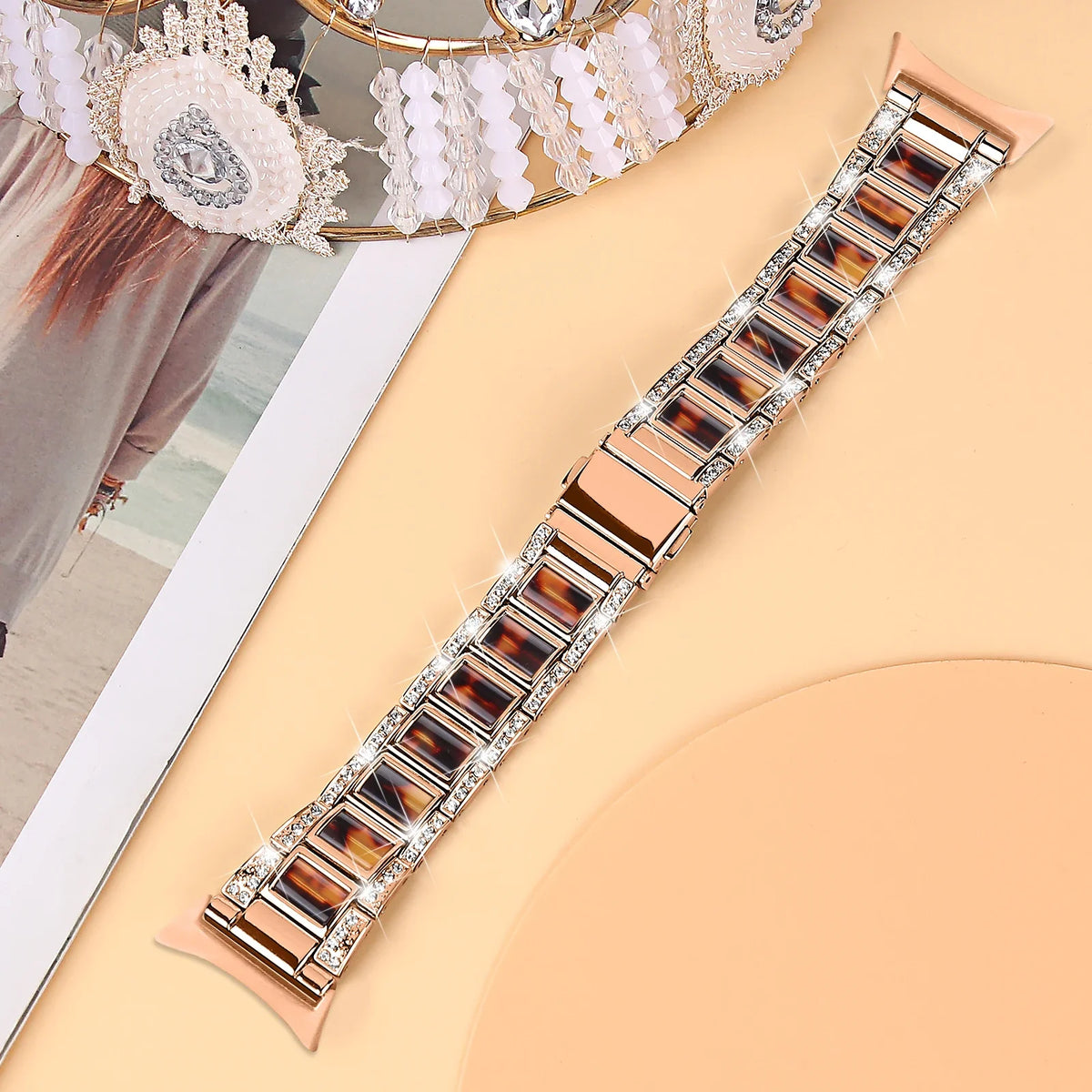 Google Pixel Watch 5, 4 & 3 41mm Resin Inlay Link Bracelet Band