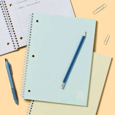 70-Pack Spiral Notebook Wide 7.5"X10.5" Poly Cover 70 Sheets Pastel Green for Home Office School Essentials