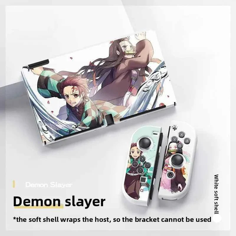 Demon Slayer TPU Soft Frosted Shell Anime Protective Case Split Silicone Rubber Protective Case for Switch Oled Game Accessories
