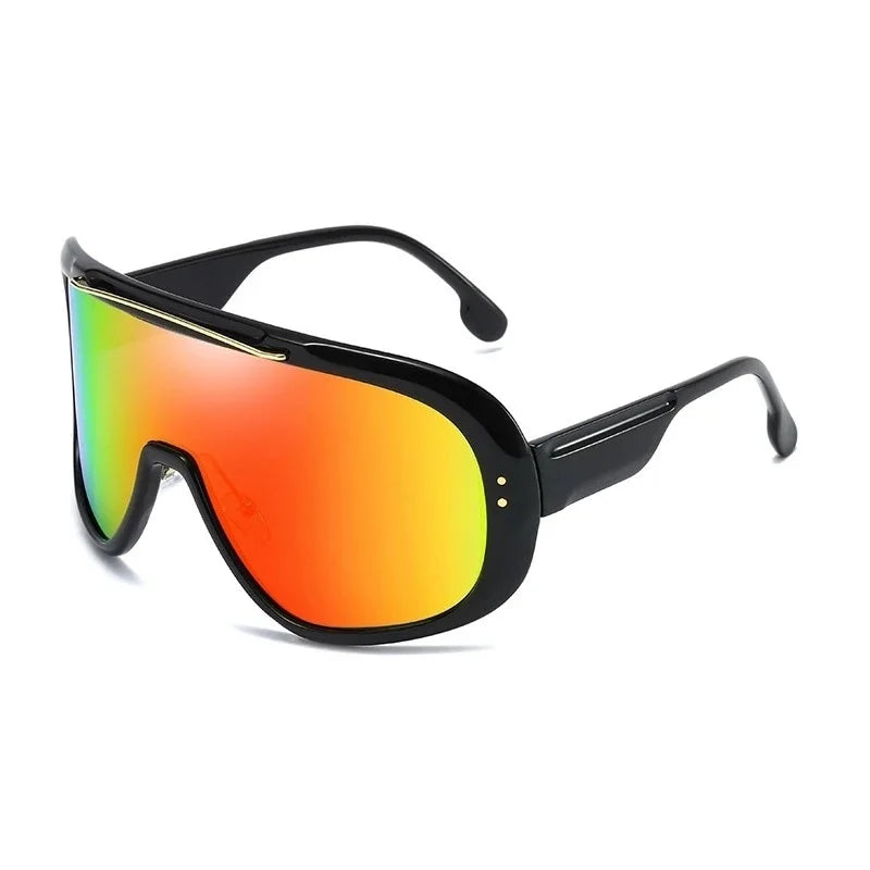 Mirror Shield Visor Mask Sunglasses Women Men 2023 Oversized Windproof Glasses One Peice Big Frame Goggles Shades Sport UV400