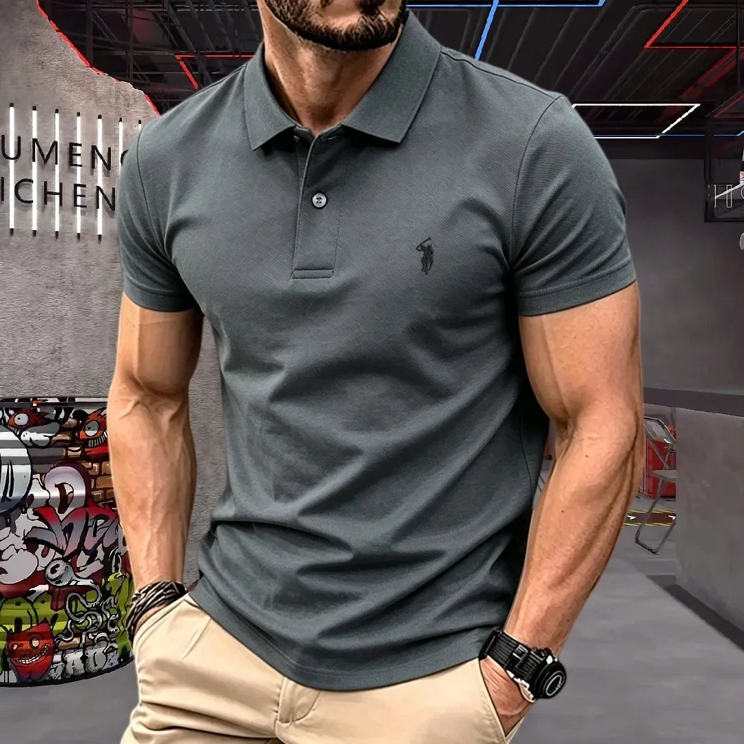 100% Pure Cotton High-End Brand Men's Short Sleeve Polo Shirt Summer