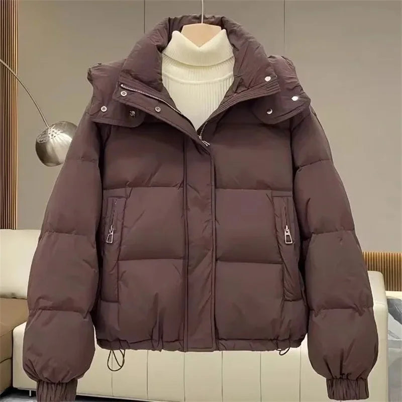 Cotton-Padded Coat Ladies New Autumn Winter 2025 Korean Down Jacket Women's Parkas Short Bread Outerwear Hooded Cotton Jackets