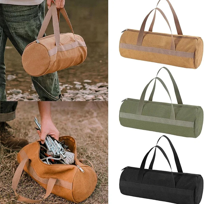 Camping Tools Storage Bag Large Capacity Cylinder Tent Stake Bag Lightweight Tent Peg Ground Nail Holder Bag for Outdoor Camping