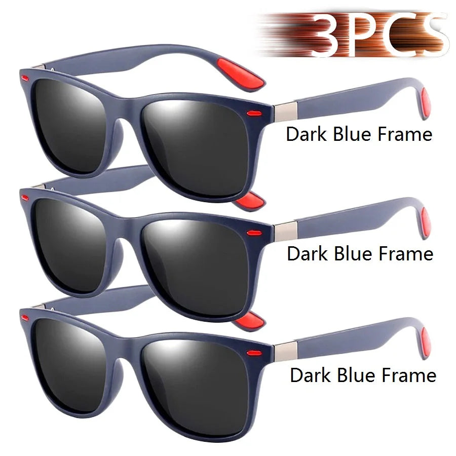 1-2-3PCS Fashion Vintage Square Unisex Driving Fishing Sunglasses Men Women Luxury Brand Designer Sun Glasses Anti-Glare Eyewear