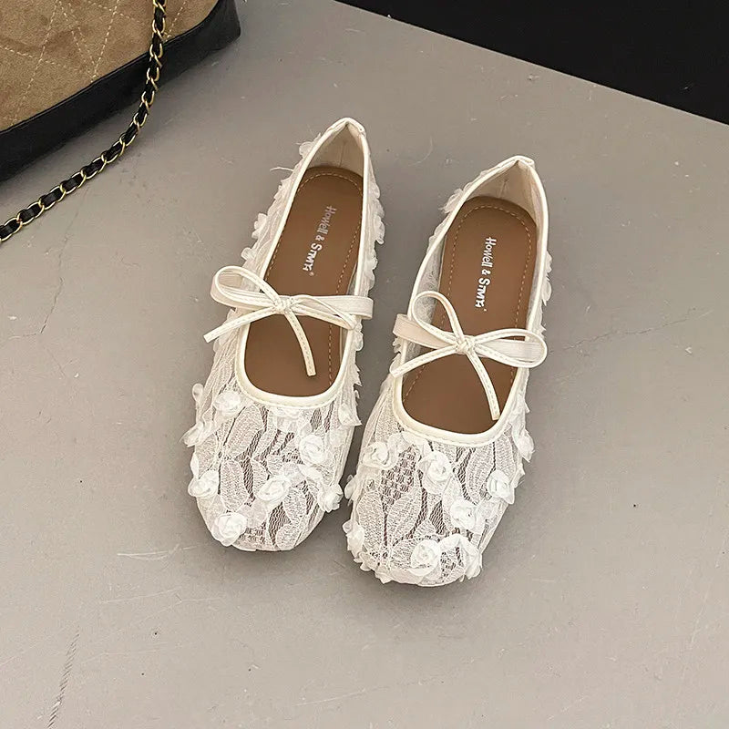 2026 Spring Lace Flower Women Mary Jane Shoes Fashion Slip On Comfort Street Style Soft Sole Female Dress Flats Shoes