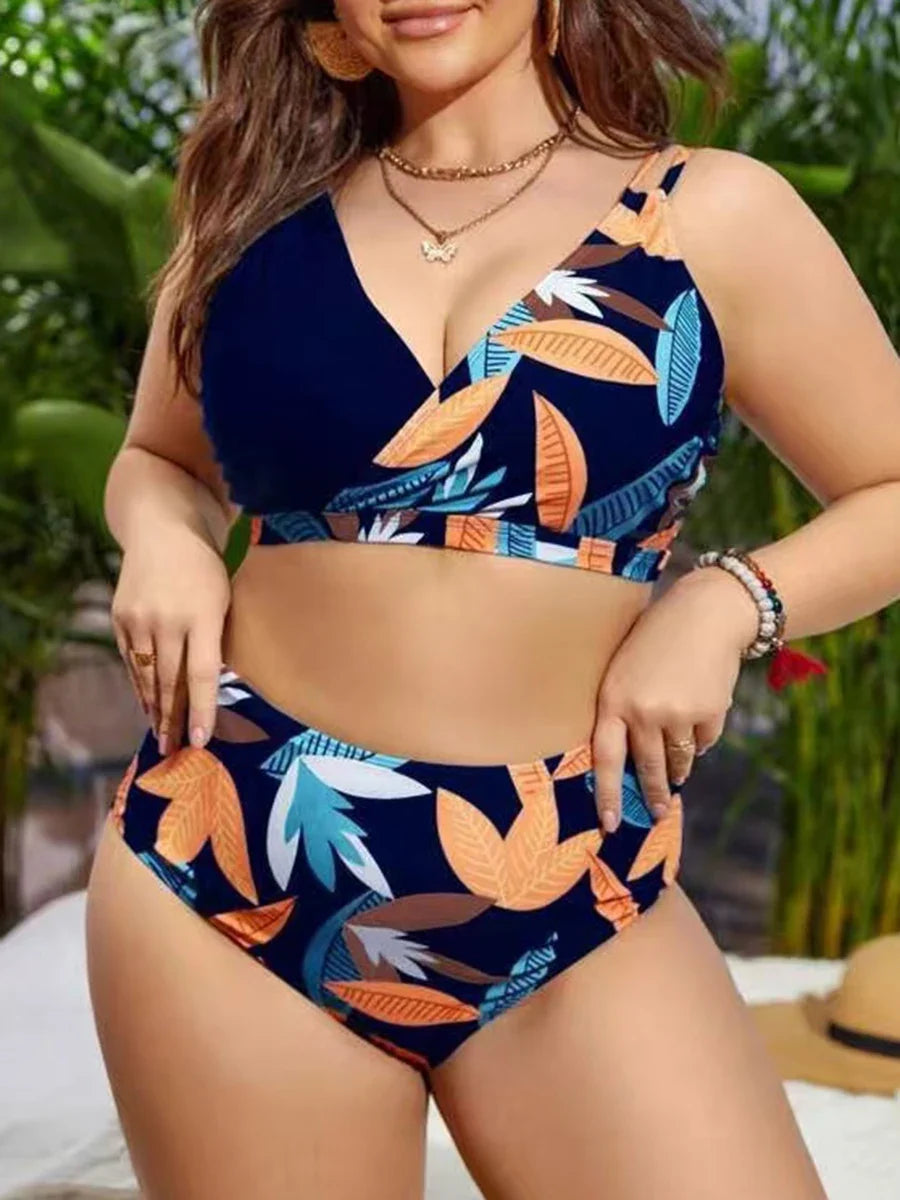 Plus Size High Waist Printed Bikini 4XL