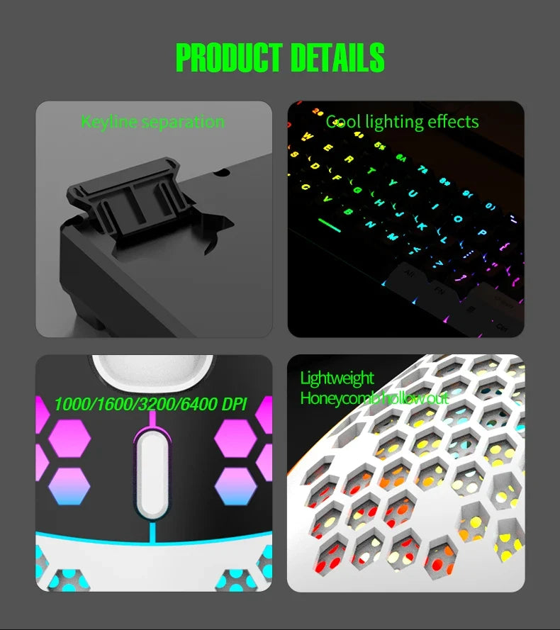 Wired 61-Key Mini Keyboard and Mouse Combo with RGB Backlight - Keyboard Mouse Set for Desktop or Laptop Computers