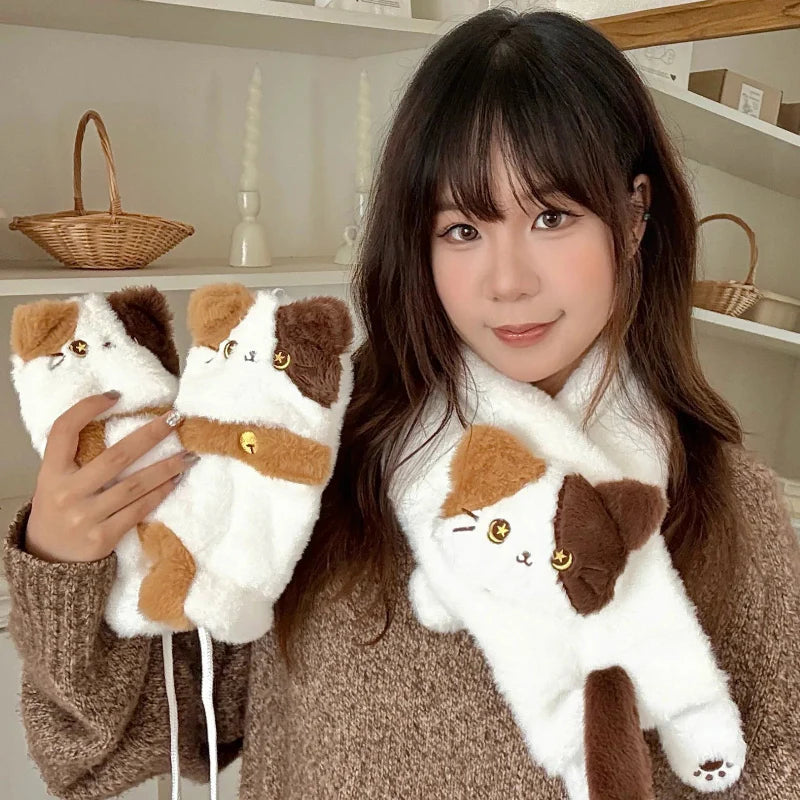Bufanda y Guantes de Gato Kawaii
