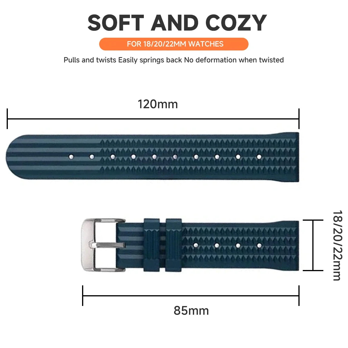 Samsung Galaxy Watch 7, 6, 5, 4 & FE FKM Rubber Waffle Band