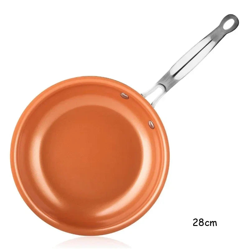 8/10/12 Inch Copper Non-Stick Fry Pan Cooking Pans for Egg,Steak,Fish,Cooking,Frying Fit General Use Gas and Induction Cooker