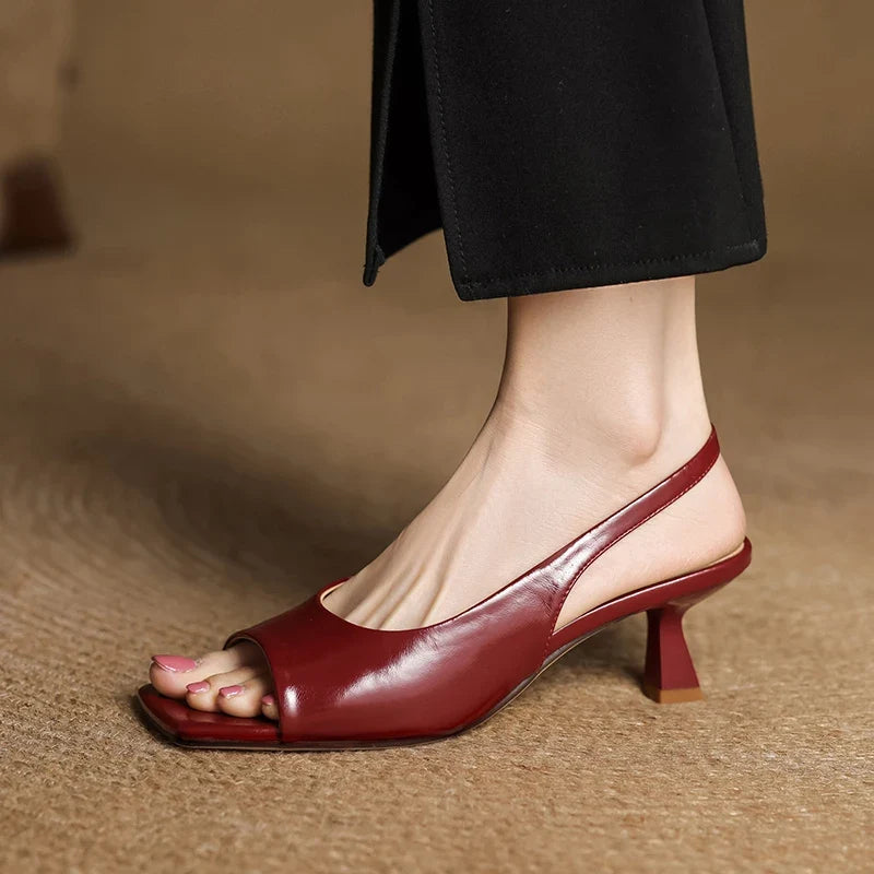 2026 New Summer Women Sandals Kid Suede Leather Women Shoes Peep Toe Chunky Heel Concise Sandals High Heel Ladies Shoes