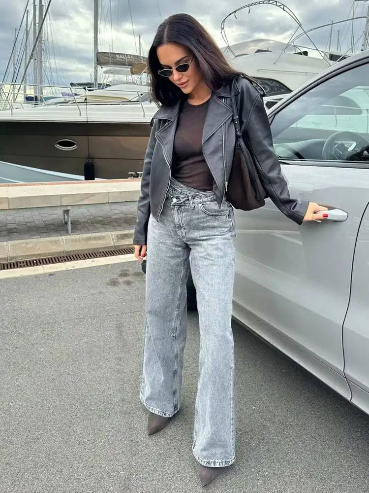 HH 2025 Summer Women's Fashionable Straight Jeans High Waist Vintage Zipper Women's Casual Jeans Commuting Streetwear Y2K