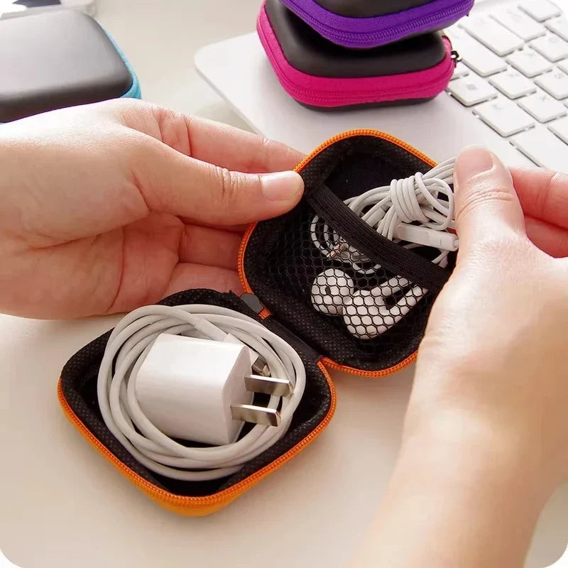 1-4pcs Portable Shockproof Headphone Case Earphone Bag Headset Storage Bag Hard Shell Earphone Accessories memory Card USB Cable