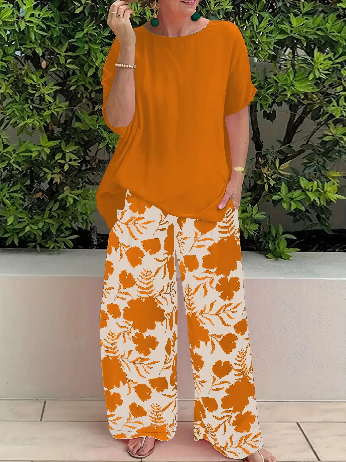 2024 Wide Leg Pant Two Piece Set Women Fashion Short Sleeve Shirt And Pant Sets Summer Casual Loose 2 Piece Sets Women Outfit