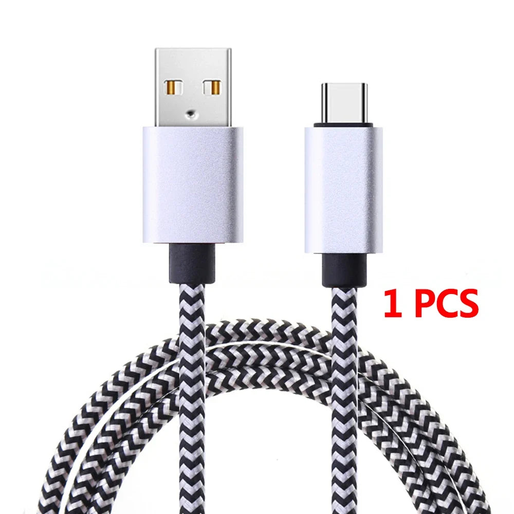 1-3Pcs USB Type C Cable Fast Charging Battery Charger Wire Woven Nylon Data Cable Mobile Phone Charger For Huawei Samsung USB C