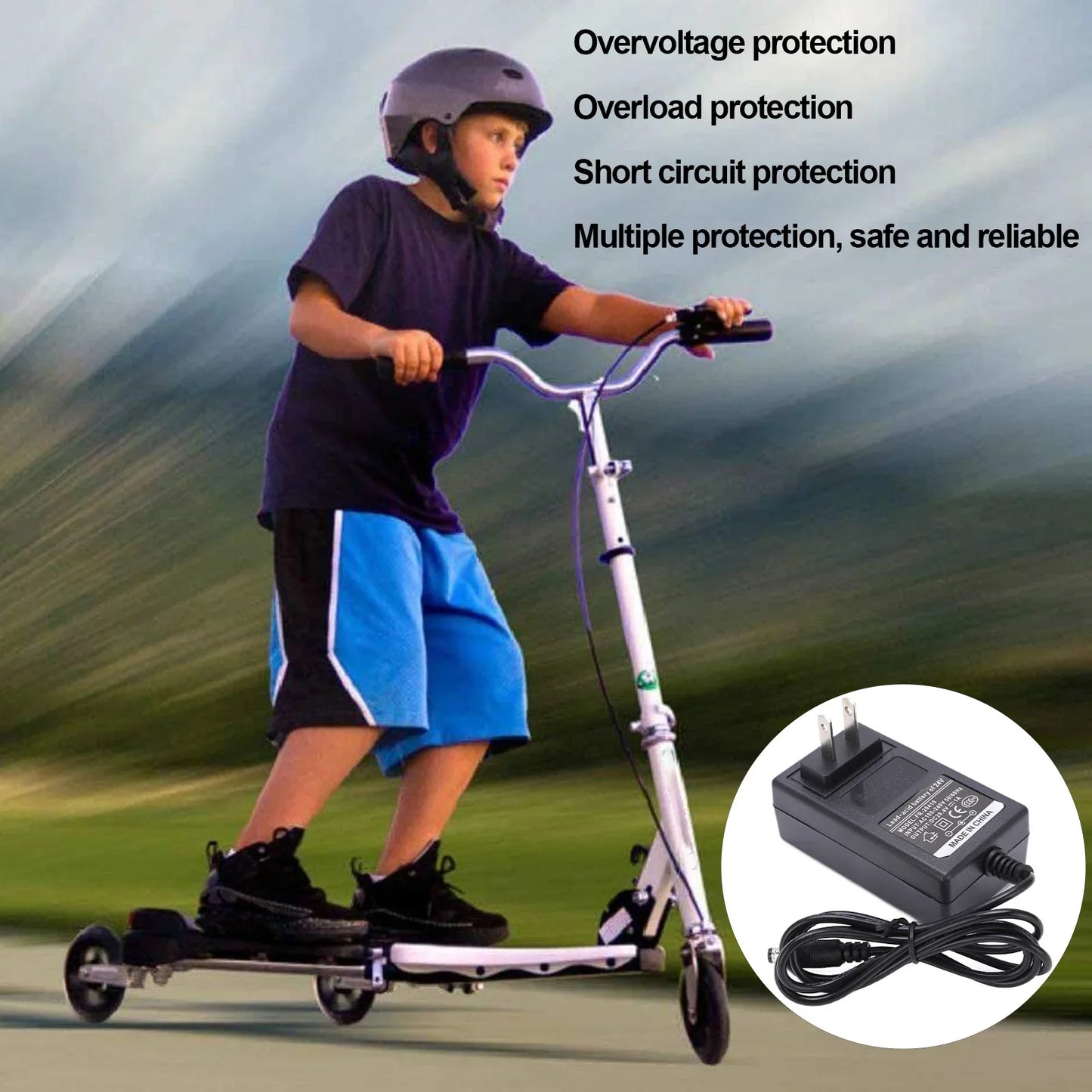 Lithium Battery Charger 29.4V 1A Power Supply Adapters for Electronic Scooter new
