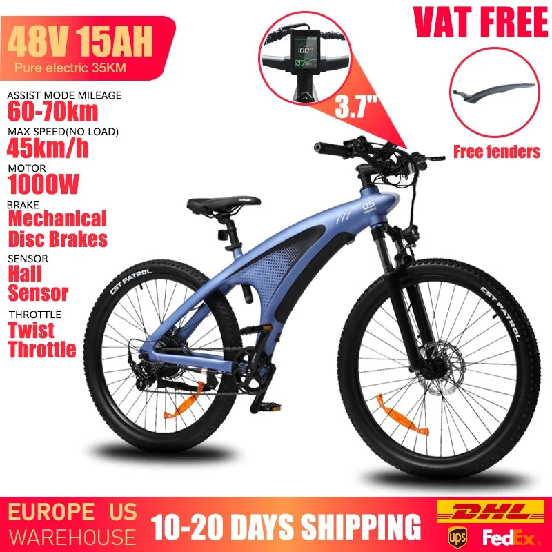 HUANCI Q5 Electric Bike for Adults 2000W Off-road Tire E Bike 48V 20Ah Battery 60KM/H Electric Bicycle for Commuting Long Range