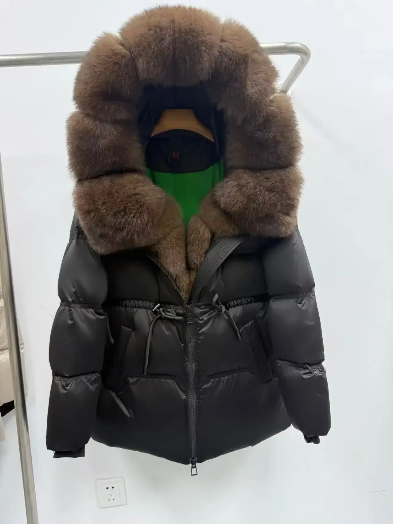 Fox Fur Jacket Women Loose Hooded White Goose Down Coat Female New Autumn Winter Thick Warm Natural Real Fur Puffer Jacket Lady