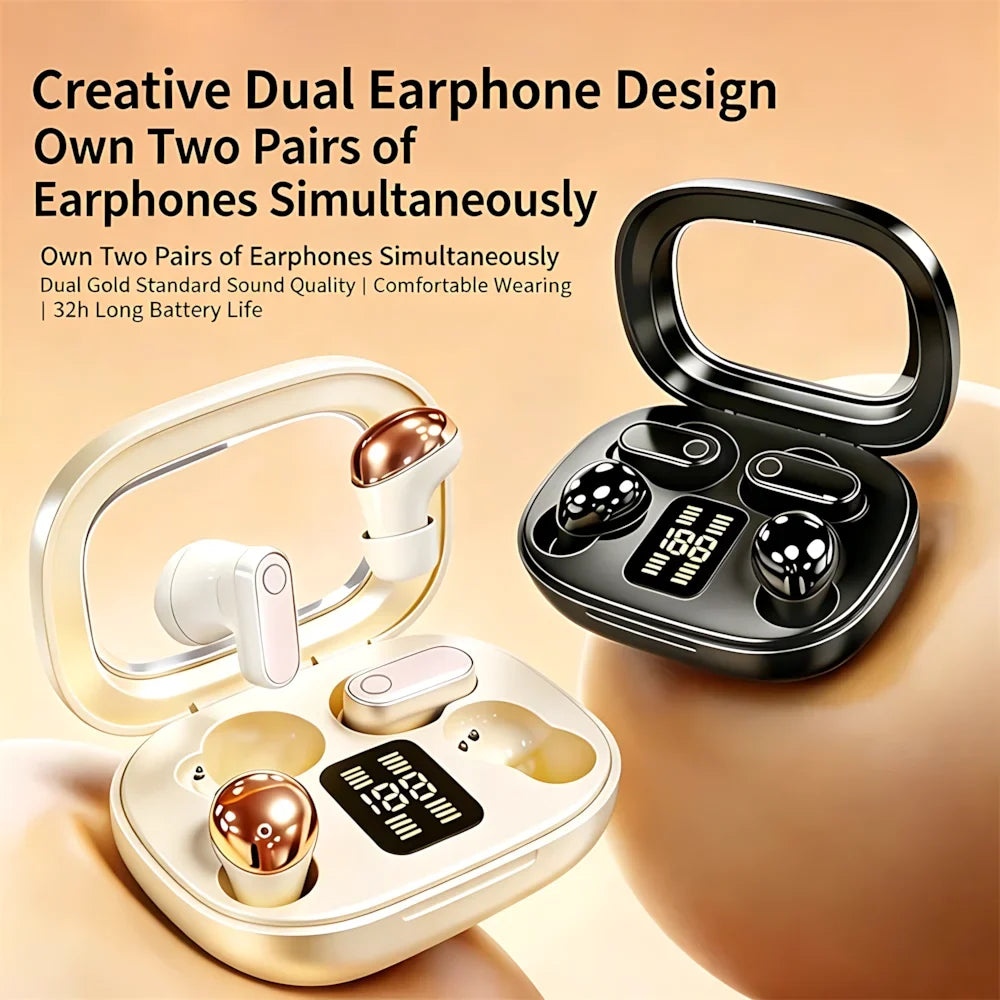 2-in-1 True Wireless In-ear Earphones Bluetooth Digital Earplug 9D Stereo 0 Delayed Game Couple Birthday Gift HD Call Headphones