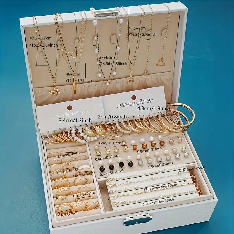 86 Pcs Fashion Jewelry Set for Women Pearl Alloy Earrings Necklaces