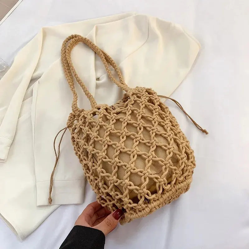 Accessories Sexikinis Swim Mesh Rope Bag Women's Everyday Shoulder Bucket Bag - Stylish & Lightweight