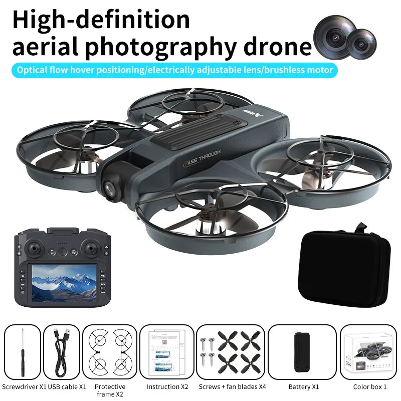 VR Big Drones 4K HD Wide Angle Camera WiFi FPV RC Helicopter with Large Screen Foldable Quadcopter for Professional Photography