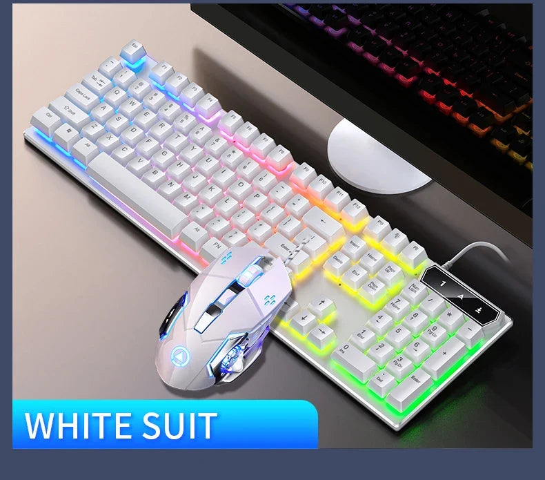 Wired Backlit Keyboard and Mouse Combo USB Ergonomic Mechanical Feel Gaming Office Keyboard Mouse Set for Desktop Laptop PC Home
