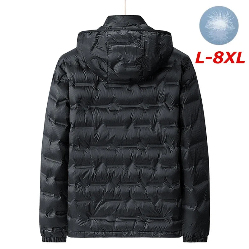 Men Winter New Down Jacket Men Hooded Waterproof Windproof Puffer Jacket Detachable Hat Coat Casual Lightweight Down Jacket Male